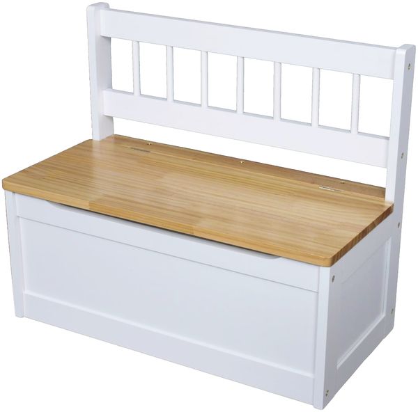 Kinder-Truhenbank EMIL 2er-Set mit Stauraum - Holz Hellbraun 50x60x30cm | Spielzeugtruhe mit Sitzbank Holztruhe Kinderzimmer Spielzeugkiste