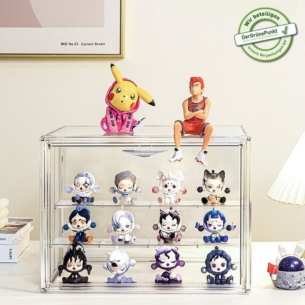 Creliv Vitrine Sammler Vitrine für Figuren & Modelle – stapelbare Acryl Box mit Tür (1-St, 36x26,5x22cm) für Figuren, Modelle, Tasche, Schuhe