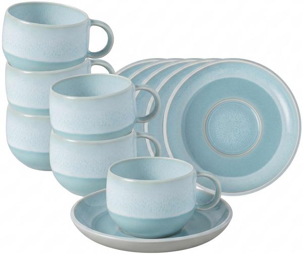 like. by Villeroy & Boch Perlemor Aqua Espressotasse mit Untertasse 60 ml 6er Set