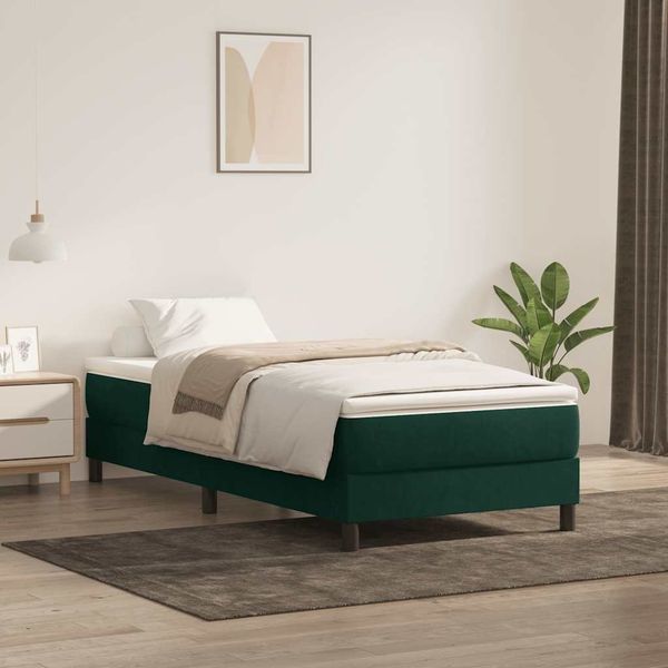 vidaXL Boxspringbett ohne Matratze Dunkelgrün 90x220 cm Samt 3315858