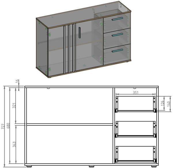 AX LIVING Kommode mit Schubladen Turell 2T3SZ – 120 cm, Weiß Bild 6