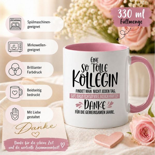 Camolo Tasse Keramik mit Spruch zum Abschied einer Kollegin, Keramik