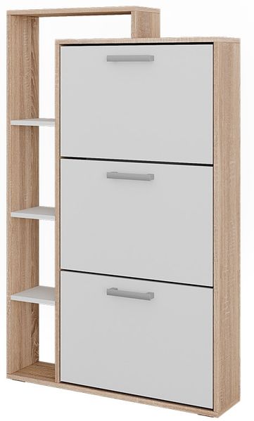 Schuhkipper Orlando Weiß/Sonoma 80 x 128.3 cm mit 3 Klappfächern Vicco