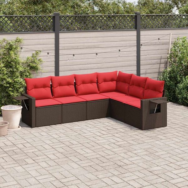 vidaXL 6-teiliges Gartensofa-Set mit Kissen, braun, Polyrattan 3220213