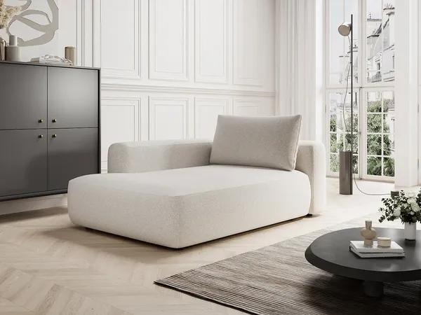 Vente-unique - DAVISO Chaise longue Stoff Beige - B 119 cm x H 84 cm x L 185 cm