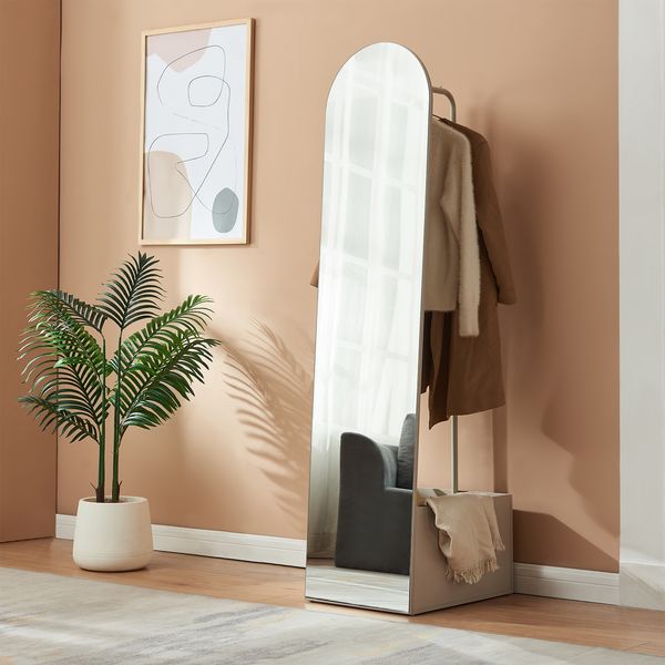 Garderobenspiegel 2-in-1 Kuonta 165x40x51 cm Sandfarben [en. casa]