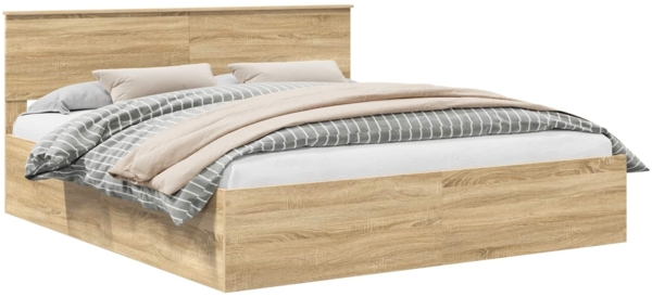 vidaXL Bettrahmen mit Kopfteil Sonoma-Eiche 200x200 cm Holzwerkstoff 3408636