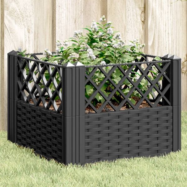 vidaXL Pflanzkasten mit Erdspießen Schwarz 43,5x43,5x43,5 cm PP 368007