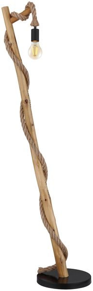 LED Stehleuchte mit Hanfseil und Holzstab, Höhe 150cm Bild 2