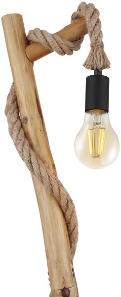LED Stehleuchte mit Hanfseil und Holzstab, Höhe 150cm Bild 8