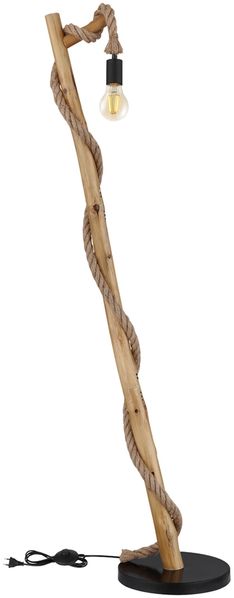 LED Stehleuchte mit Hanfseil und Holzstab, Höhe 150cm Bild 9