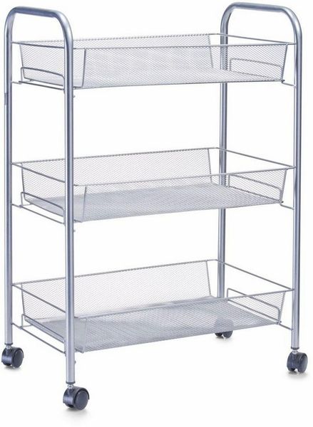 Zeller Etagen-Rollwagen, Mesh, Metall, silber, 43,5 x 26 x 62,5 cm