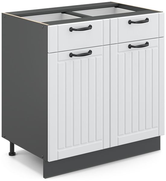Küchenunterschrank Fame-Line Weiß Landhaus 80 cm ohne Arbeitsplatte Vicco