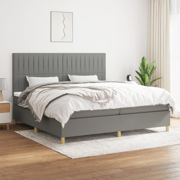 vidaXL Boxspringbett mit Matratze Dunkelgrau 200x200 cm Stoff, Härtegrad: H2 [3142522]