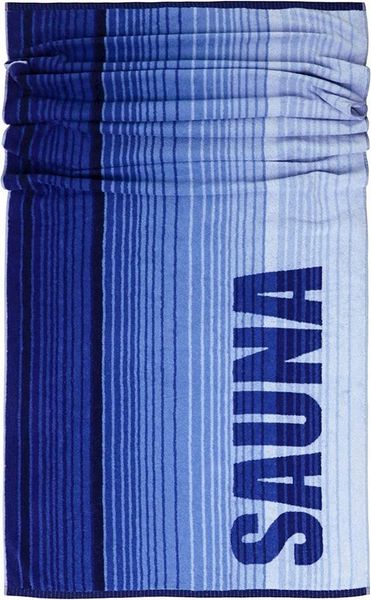 Lashuma Saunatuch Oslo, Frottee (1-St), Modernes Badetuch Blau gestreift 85x200 cm