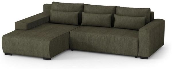 Beautysofa Ecksofa Benny mit Schlaffunktion und Bettkasten, Wellenfedern, stilvoll Polsterecke im modernes Design, L-förmiges Corner Sofa aus Cordstoff