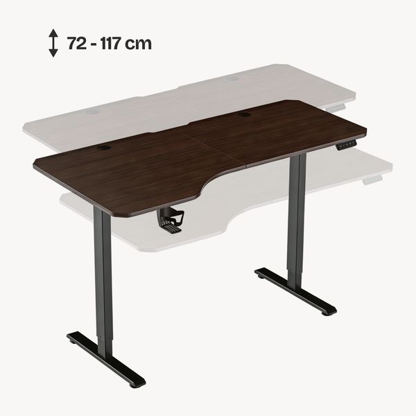 Höhenverstellbarer Tisch Stryn 160x75 cm Walnussoptik [pro. tec] Bild 3