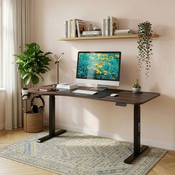 Höhenverstellbarer Tisch Stryn 160x75 cm Walnussoptik [pro. tec]