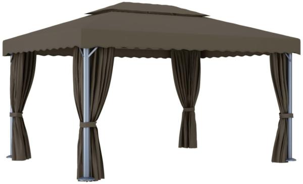 vidaXL Pavillon mit Vorhang, Aluminium/Polyester Taupe, 4x3 m Bild 3