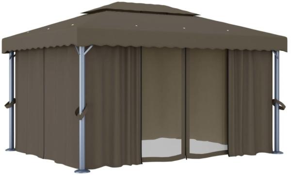 vidaXL Pavillon mit Vorhang, Aluminium/Polyester Taupe, 4x3 m Bild 2