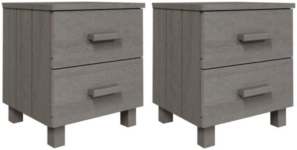 vidaXL Nachttische HAMAR 2 Stk. Hellgrau 40x35x44,5 cm Massivholz 340411