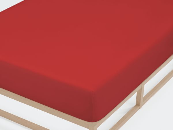 Biberna Jersey-Spannbetttuch, 100 % Baumwolle, Rot, 1x 180x200 cm - 200x200 cm