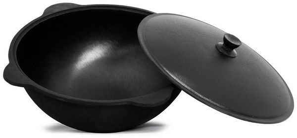 4BIG. fun Grilltopf NAMANGAN 16L Uzbek Kasan Gusseisen Grilltopf WOK Feuertopf Campingtopf, Gusseisen (Gusseisener Kasan mit Deckel) Bild 3