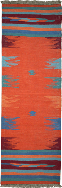 Looma 'Sheida' Kelim Gashgai handgewebt, Schurwolle Orange, 66x201 cm