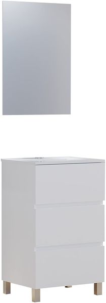 Baikal NEO, Melamin, 16 mm Keramisches Badezimmermöbel mit Waschbecken und Spiegel, weiß, 50 cm