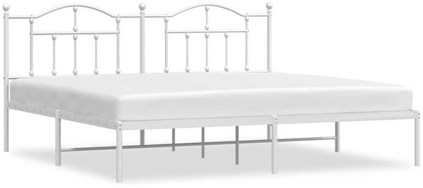 Doppelbett, Bettgestell Modernen mit Kopfteil Metall Weiß 200x200 cm d850e