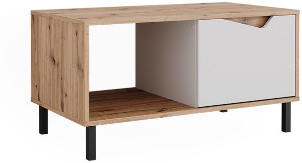 Couchtisch Marelle Weiß/Artisan 90 x 50 cm mit 1 Tür Vicco