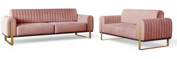 Sofaset Designersofas VALERIE 3-2 in Stoff Stoff Elisa Velvet Altrosa