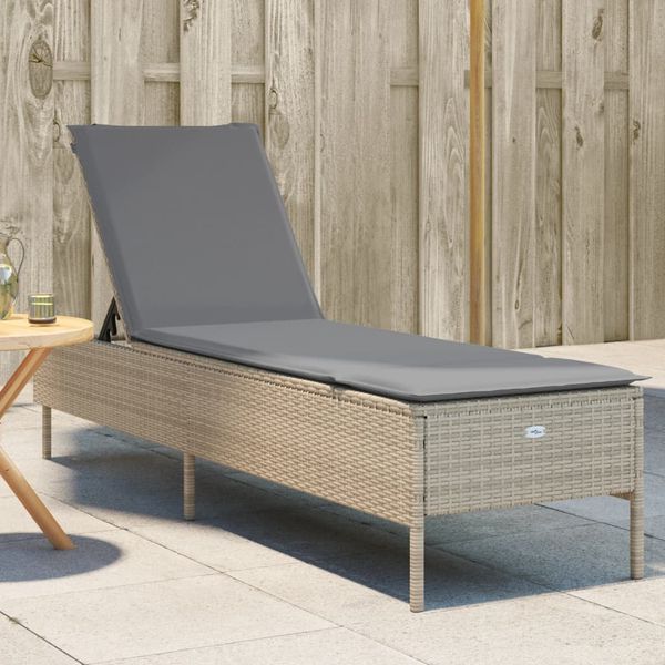 vidaXL Sonnenliege mit Auflage Beige Poly Rattan 4002722