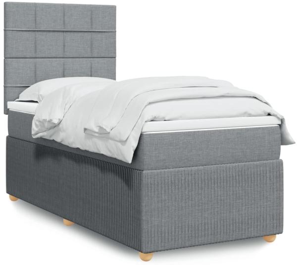 vidaXL Boxspringbett mit Matratze Hellgrau 80x200 cm Stoff 3294183