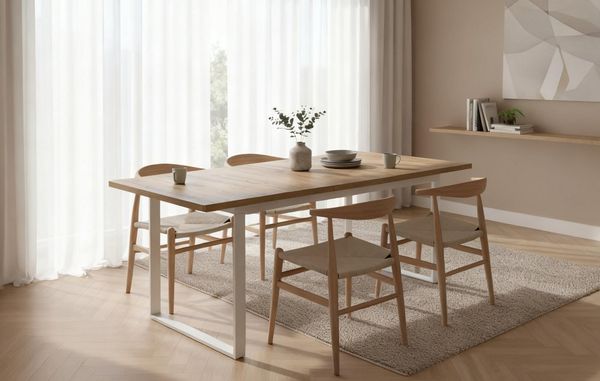 B&D home Esstisch LARS, Metallgestell schwarz oder weiß, ausziehbar 120-160cm, 4-6 Personen