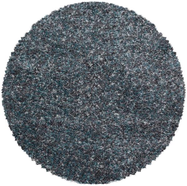 Hochflor Teppich Enrico rund - 80 cm Durchmesser - Blau