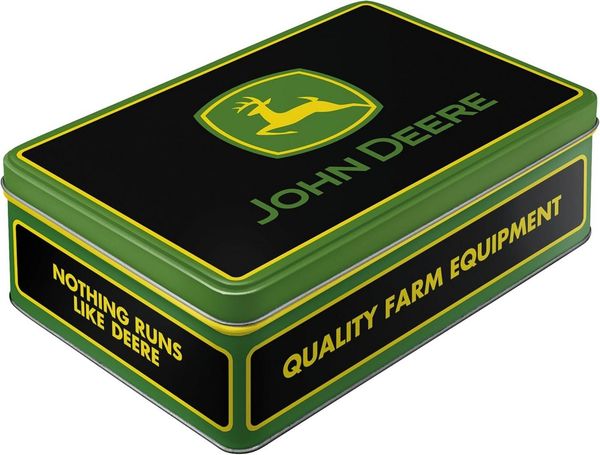 Nostalgic-Art Keksdose Vorratsdose Flach - John Deere – Farm Equipment Logo Black