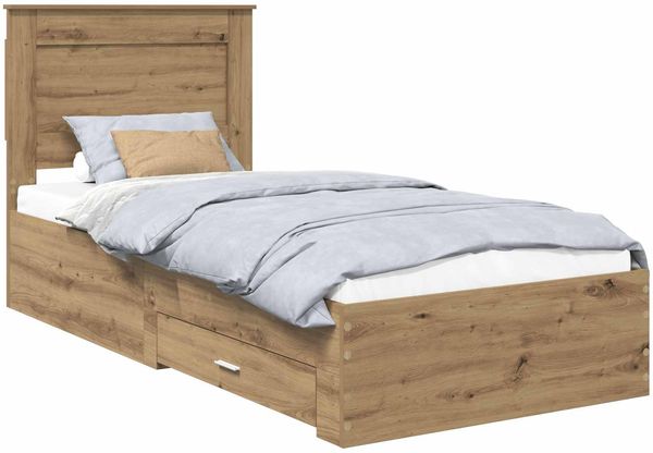 Einzelbettgestell Design für Erwachsene mit Schubladen mit Kopfteil Holzwerkstoff 100 x 200 cm d3632e