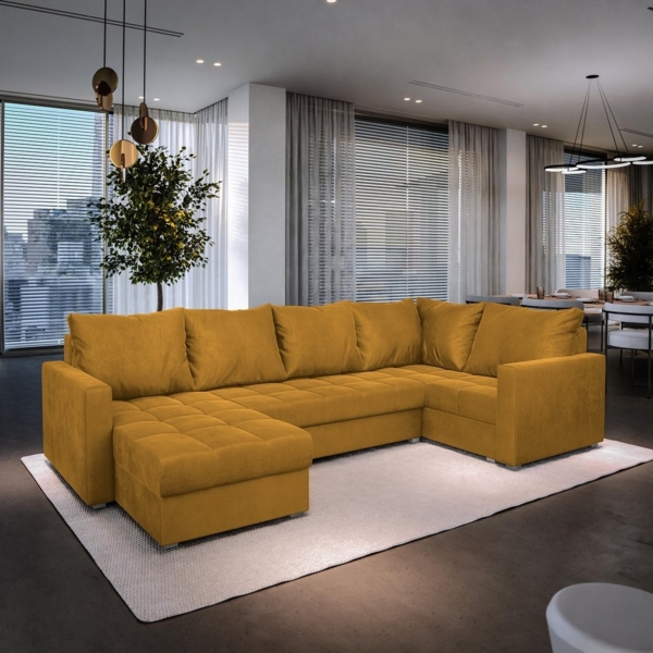 Masseno Ecksofa LORIVO mit Schlaffunktion U-Form, Sofa mit Bettkasten Bild 1