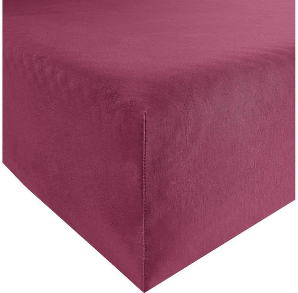 Erwin Müller 'Freising' Spannbettlaken, Gummizug: Rundumgummi, 1 Stück, Elasthan-Jersey-Stretch Uni, Aubergine, Spannbettlaken | 80x200 - 80x220 cm