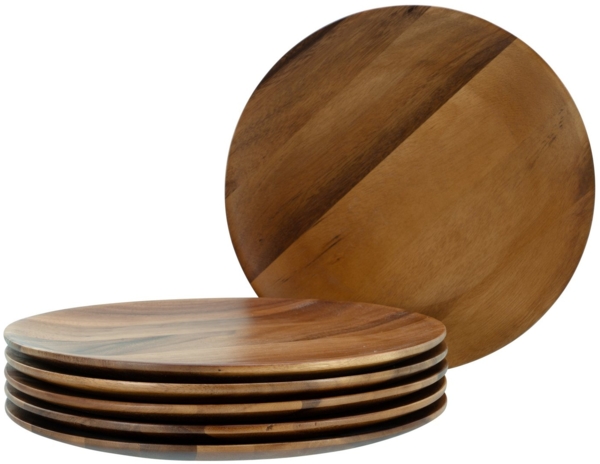 CreaTable Geschirr-Set Nature Collection - Serie Akazienholz, 6- teiliges Teller Set aus Holz, Qualitätsproduktion aus Akazienholz