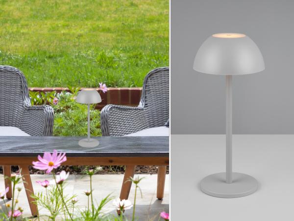 Akku LED Tischleuchte RICARDO für Innen & Außen, Grau Höhe 30cm