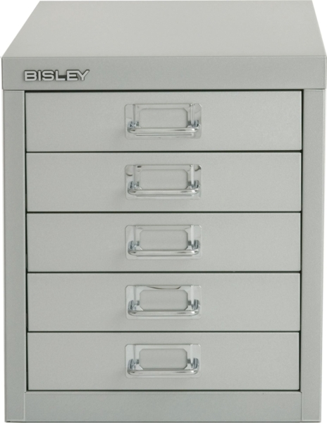 Bisley MultiDrawer™, 12er Serie, 5 Schubladen à H 51 mm, DIN A4, Farbe: silber