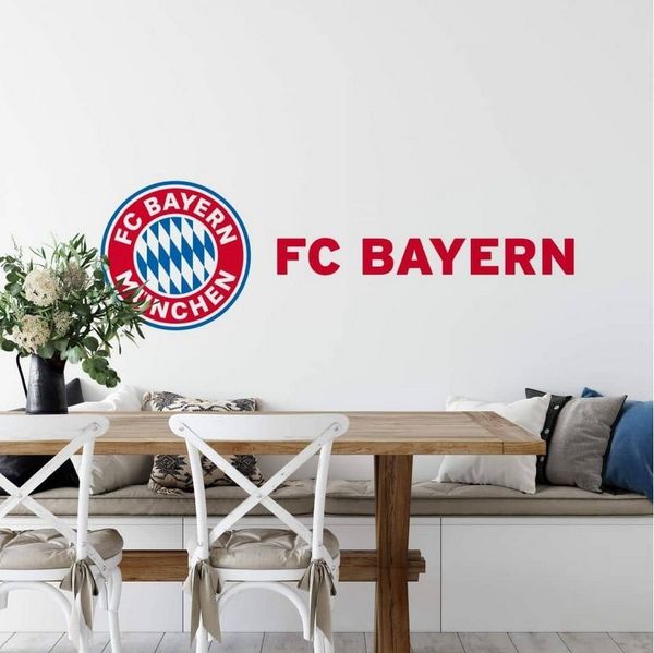 FC Bayern München Wandtattoo Fußball Wandtattoo FC Bayern München Logo Rot Blau FCB Schriftzug, Wandbild selbstklebend, entfernbar