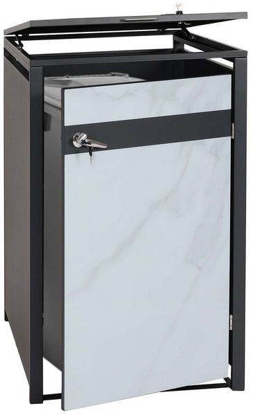 PROREGAL® Mülltonnenbox 1er Mülltonnenverkleidung 117x68x80cm Anthrazit Marmor-Optik hell