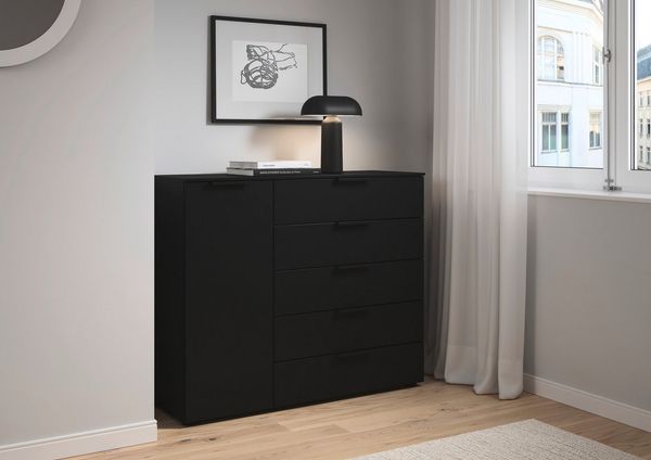 LeGer Home by Lena Gercke Kommode Kommode Sideboard Schubladen Türenkommode SERINA eleganter Eyecatcher, mit 5 Schubkästen und 1 Tür sowie Metallgriffen MADE IN GERMANY
