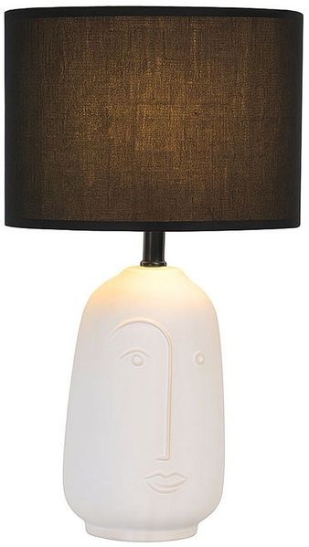 FISCHER & HONSEL LED Tischleuchte, Leuchtmittel inklusive, Warmweiß, LED Tischlampe Leseleuchte Keramik Stoff schwarz E14 H 39 cm