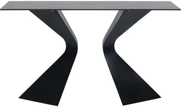 Kare Design Konsole Gloria, Schwarz, 100kg max. Belastbarkeit, Deckplatte aus Keramik, Sideboard für Wohnzimmer, Ablage für Flur, Modernes Design, Stabile Stahl Füße, 81 x 140 x 45 cm (H/B/T)