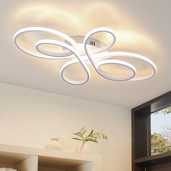 Nettlife LED Deckenleuchte Modern Schwarz Dimmbar Wohnzimmer 65W 40/66/80/100CM deckenlampe, Nicht dimmbar, LED fest integriert, Warmweiß, Schlafzimmer, Wohnzimmer, Büro, Arbeitszimmer, Küche