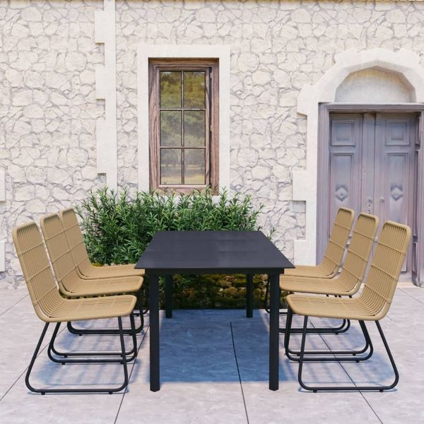 vidaXL 7-tlg. Garten-Essgruppe Poly Rattan und Glas 3060241